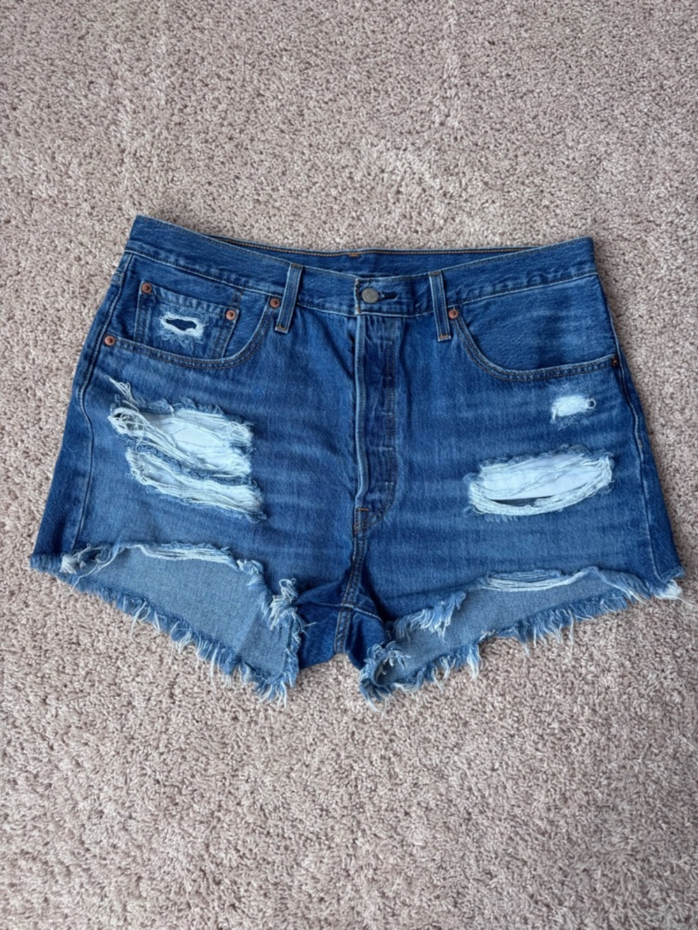 Levi's 501 Distressed Denim Cutoff Shorts - Size 31